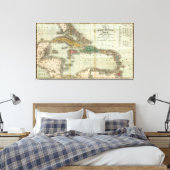  kaart van het Caribisch gebied (1834) Canvas Afdruk (Insitu (Slaapkamer))