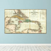  kaart van het Caribisch gebied (1834) Canvas Afdruk (Insitu (Houten vloer))