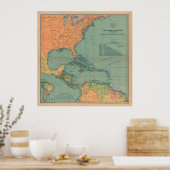 kaart van het Caribisch gebied (1909) Poster (Keuken)