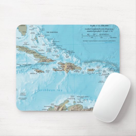 kaart van het Caribisch gebied - VS Muismat (Met muis)