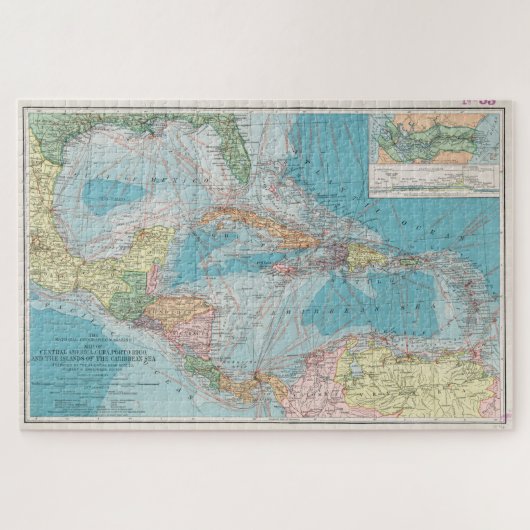  kaart van het Caribische Zee (1913) Legpuzzel (Horizontaal)