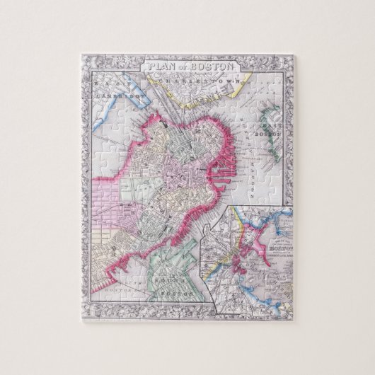  kaart van het centrum van Boston (1864) Legpuzzel (Verticaal)