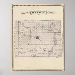 Kaart van het district Benton Poster