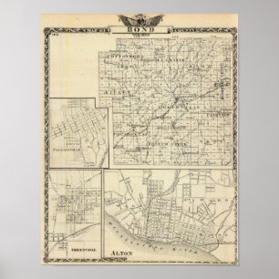 Kaart van het district Bond, Alton Poster