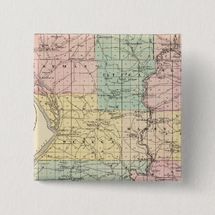 Kaart van het district Crawford, staat Wisconsin Vierkante Button 5,1 Cm