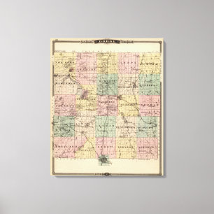 Kaart van het district Dodge, staat Wisconsin Canvas Afdruk
