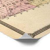 Kaart van het district Dodge, staat Wisconsin Poster (Hoek)