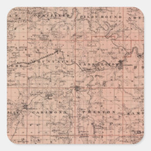 Kaart van het district Fillmore, Minnesota Vierkante Sticker