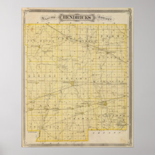 Kaart van het district Hendricks Poster