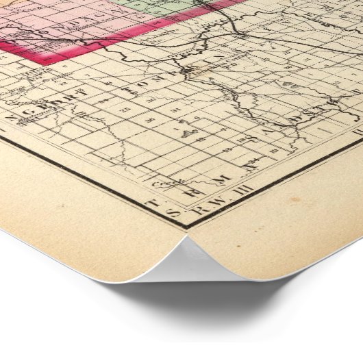 Kaart van het district Ingham, Michigan Poster (Hoek)