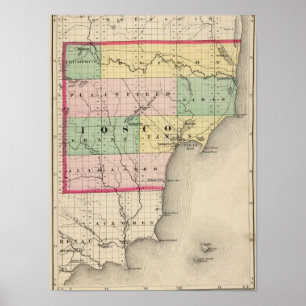 Kaart van het district Iosco, Michigan Poster