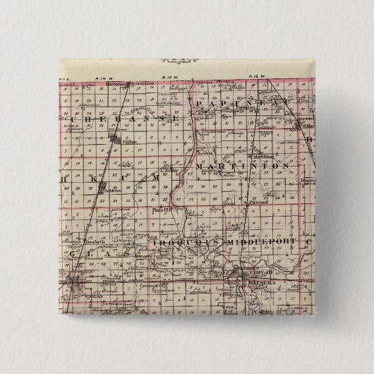 Kaart van het district Iroquois Vierkante Button 5,1 Cm (Voorkant)