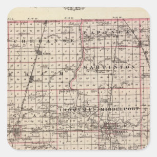 Kaart van het district Iroquois Vierkante Sticker