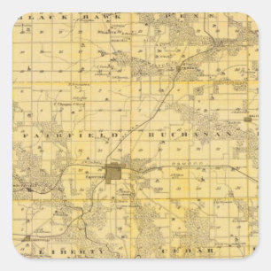 Kaart van het district Jefferson, staat Iowa Vierkante Sticker