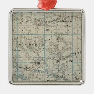 Kaart van het district Keokuk, staat Iowa Metalen Ornament