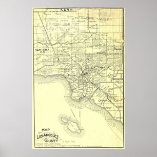 kaart van het district Los Angeles (1895) Poster