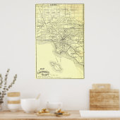  kaart van het district Los Angeles (1895) Poster (Keuken)