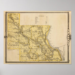 Kaart van het district Louisa, staat Iowa Poster