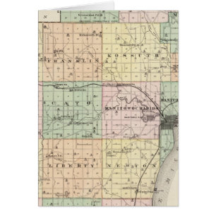 Kaart van het district Manitowoc, staat Wisconsin