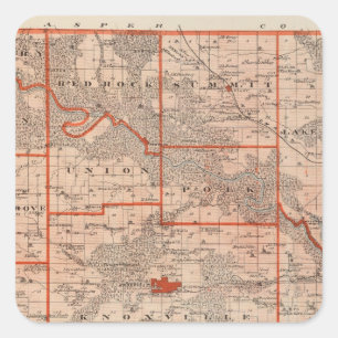 Kaart van het district Marion, staat Iowa Vierkante Sticker