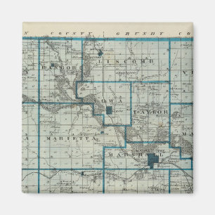 Kaart van het district Marshall, staat Iowa Magneet