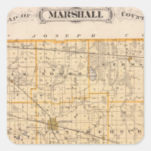 Kaart van het district Marshall Vierkante Sticker
