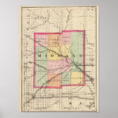 Kaart van het district Midland, Michigan Poster (Voorkant)