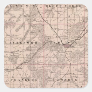 Kaart van het district Monroe, staat Iowa Vierkante Sticker