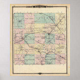 Kaart van het district Monroe, staat Wisconsin Poster