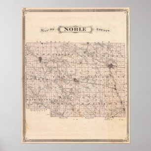Kaart van het district Noble Poster