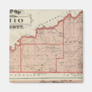 Kaart van het district Ohio met de stad Rising Sun Magneet