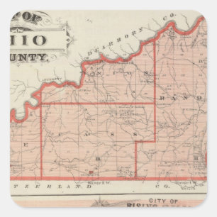 Kaart van het district Ohio met de stad Rising Sun Vierkante Sticker
