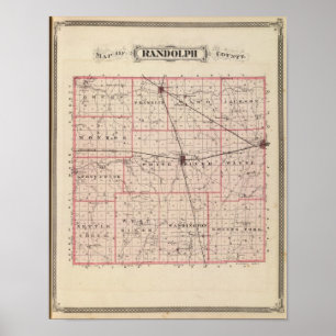 Kaart van het district Randolph Poster