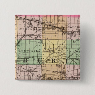Kaart van het district Van Buren, Michigan Vierkante Button 5,1 Cm