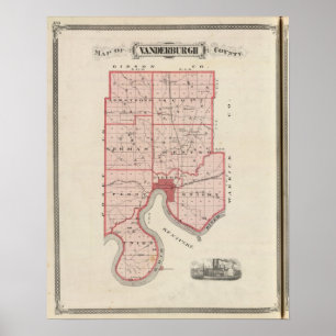 Kaart van het district Vanderburgh Poster