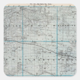 Kaart van het district Waseca, Minnesota Vierkante Sticker