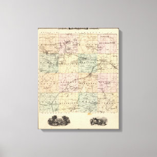 Kaart van het district Waukesha, staat Wisconsin Canvas Afdruk