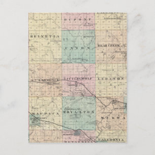 Kaart van het district Waupaca, staat Wisconsin