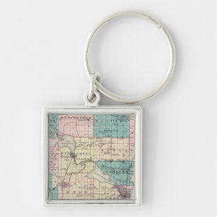 Kaart van het district Winnebago, staat Wisconsin Sleutelhanger