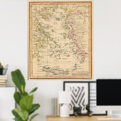 kaart van het Egeïsche Zee (1835) Poster (Thuiskantoor)