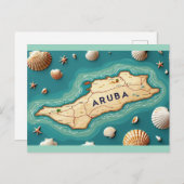 Kaart van het eiland Aruba (Voorkant / Achterkant)