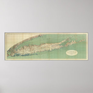 Kaart van het eiland Long Poster
