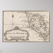 kaart van het eiland Menorca (1764) Poster (Voorkant)