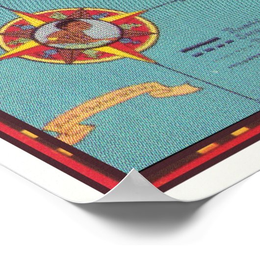 kaart van het eiland Oahu Poster (Hoek)