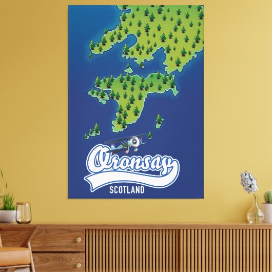 kaart van het eiland Oronsay Scotland Canvas Afdruk (Insitu (Woonkamer))