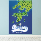 kaart van het eiland Oronsay Scotland Canvas Afdruk (Insitu (Houten vloer))