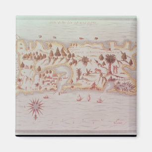 Kaart van het eiland Puerto Rico, 1599 Magneet