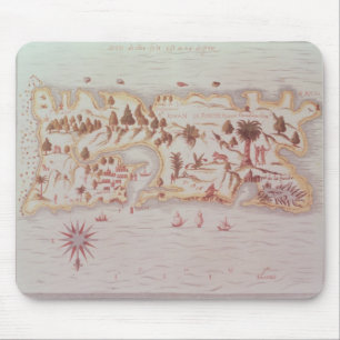 Kaart van het eiland Puerto Rico, 1599 Muismat