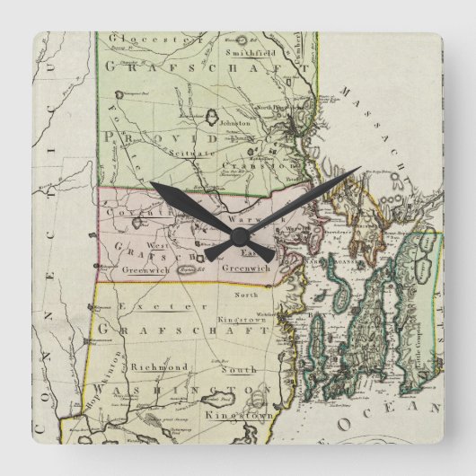  kaart van het eiland Rhode (1797) Vierkante Klok (Voorkant)