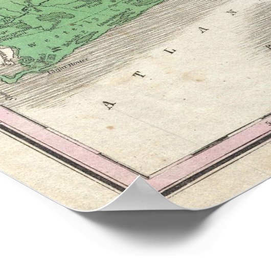 kaart van het eiland Rhode (1827) Poster (Hoek)